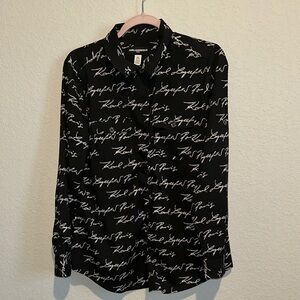 Karl Lagerfeld Black and White Script Shirt